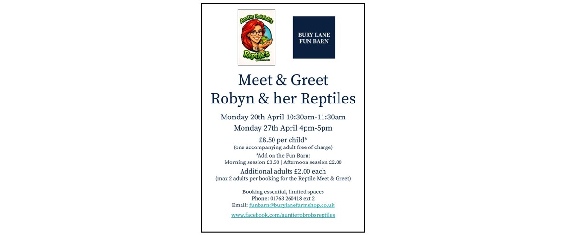 Meet & Greet Robyn & Her Reptiles - 20 April