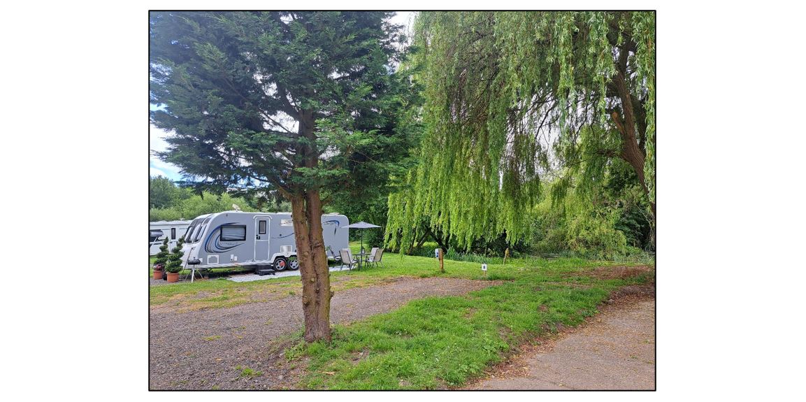 Shepreth Mill Caravan Park - caravan and pond