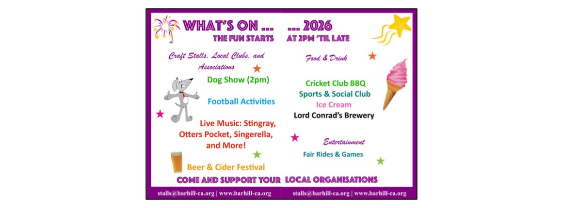 Bar Hill Fete & Festival whats on