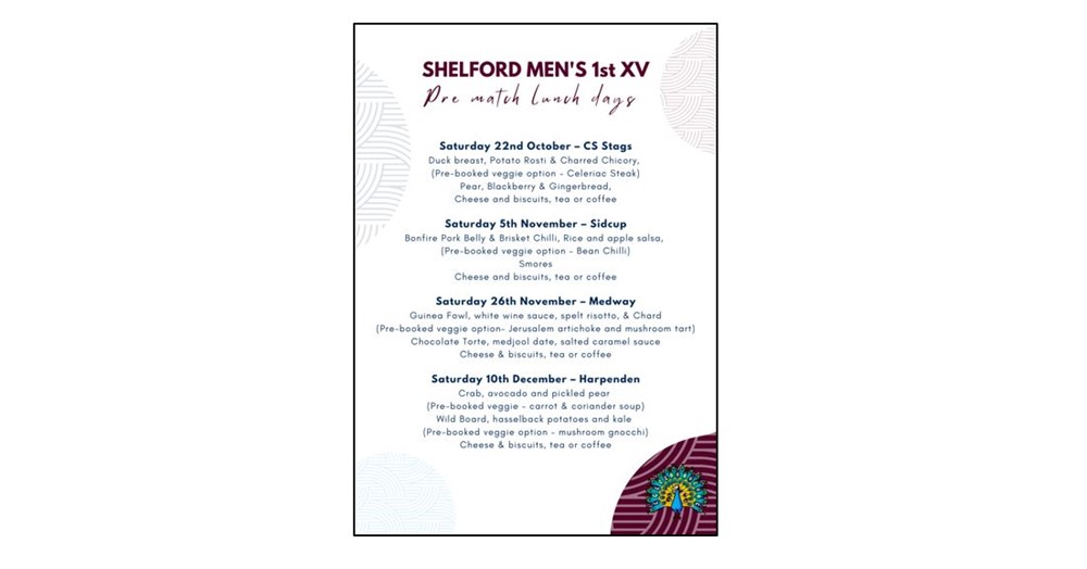 Shelford Rugby Club Pre-Match Lunch Days - Visit South Cambs