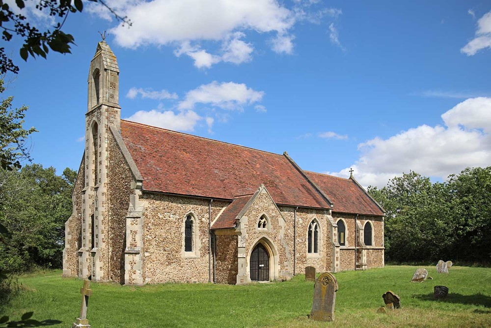 St Denis's Church, East Hatley, exterior