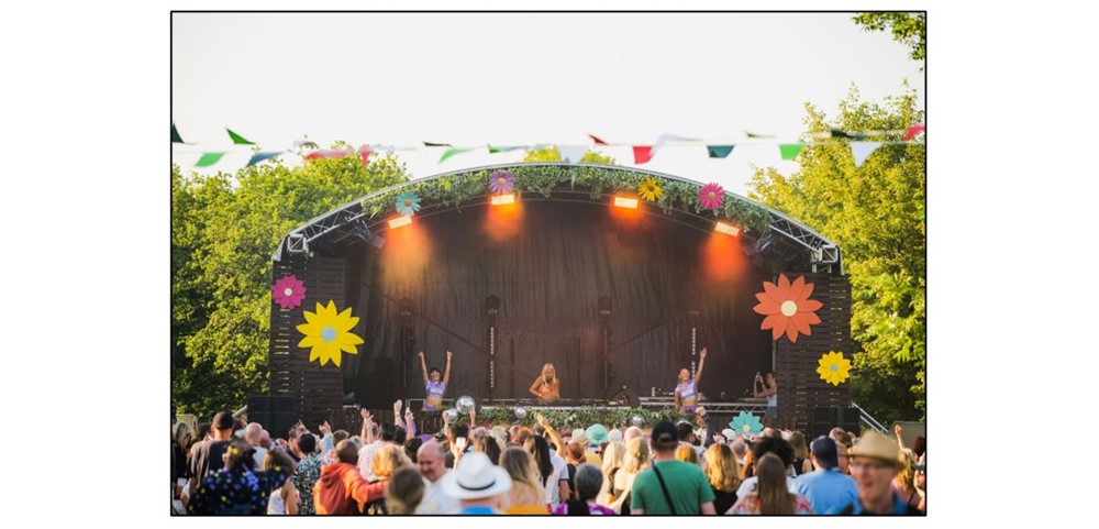 The Cambridge Club Festival - stage and flowers
