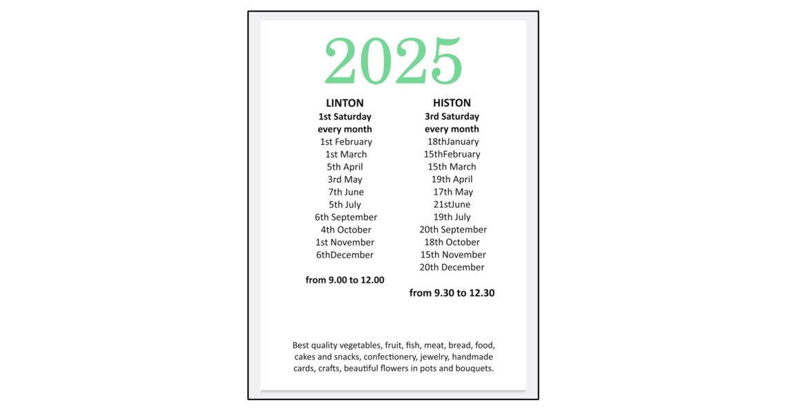 Farmers Fayre Market at Linton - 2025 dates