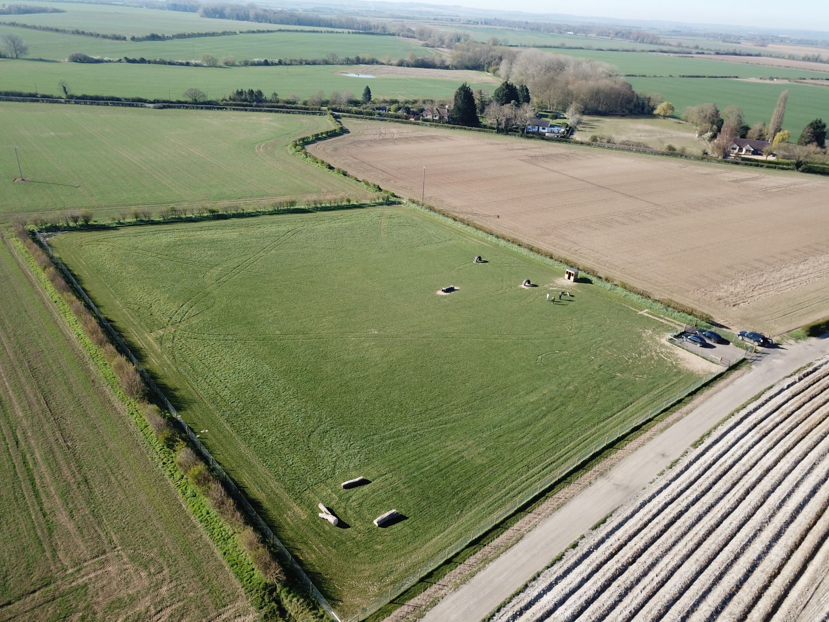 Newton Farms secure dog field, aerial view