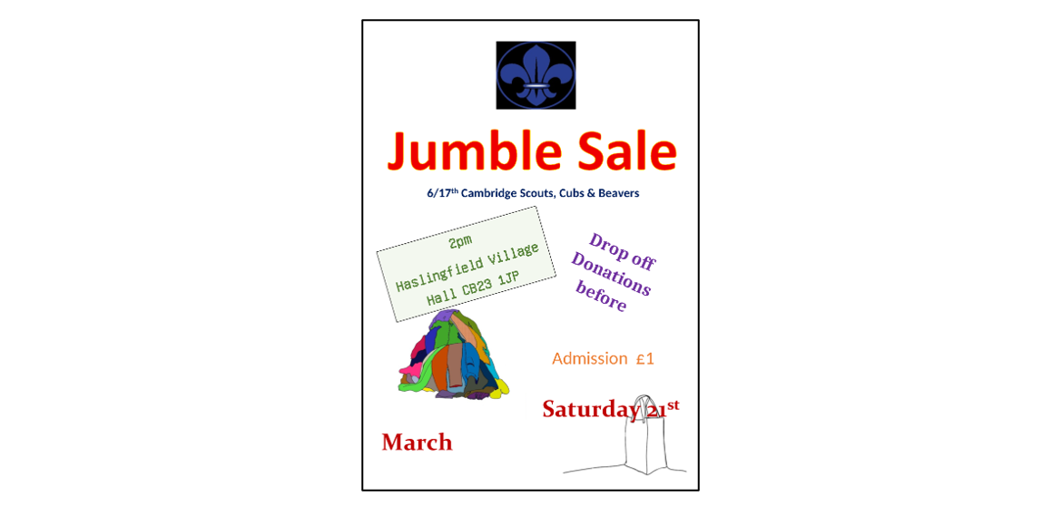 Jumble Sale Cambridge 6/17th Scouts