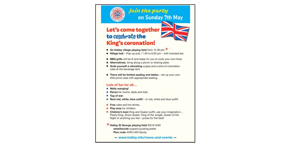 Coronation Big Lunch at Hatley St George - poster 2nd page