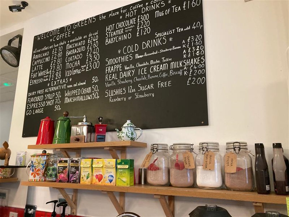 Greens Coffee & Company Ltd, menu