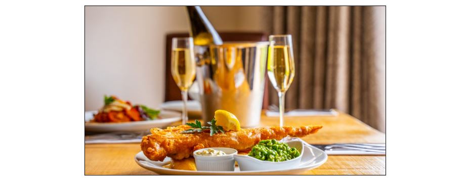 The Red House, fish and chips and fizz