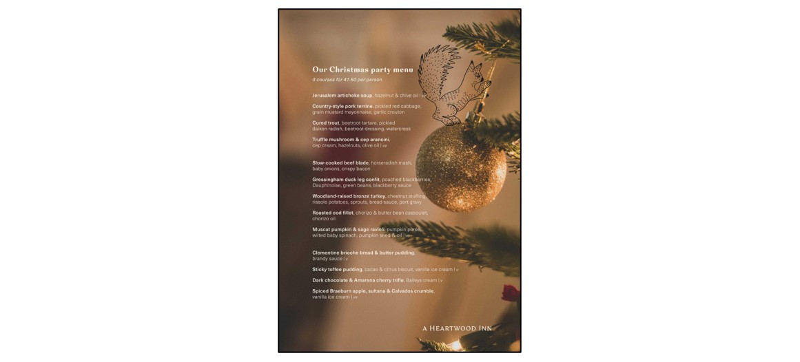 The Boot - Christmas menu